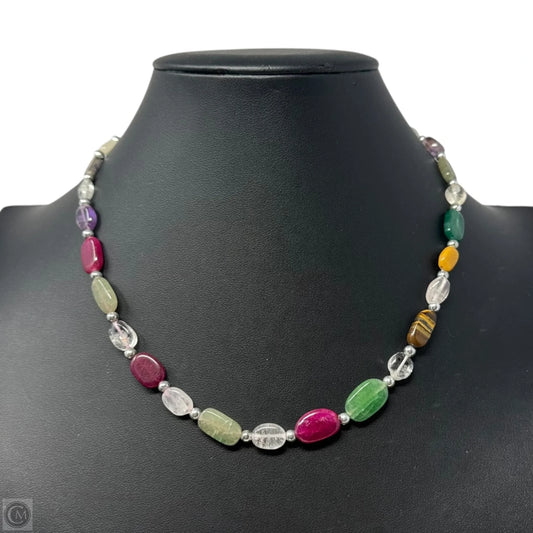 Multicolor Stone Beaded Necklace with Screw Clasp