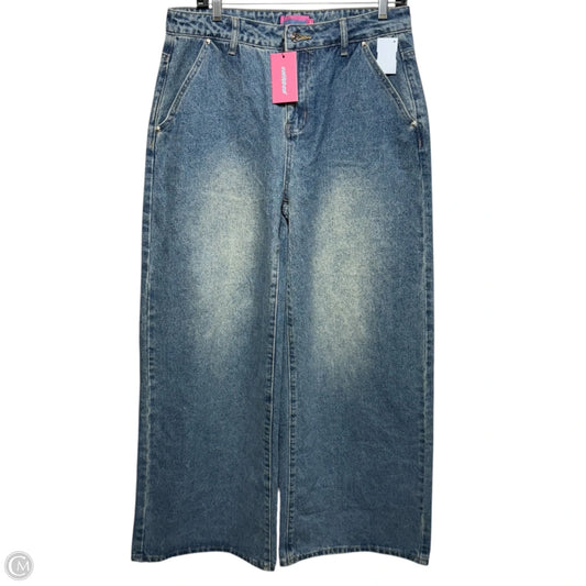 Jeans Wide Leg By Edikted In Blue Denim, Size: M