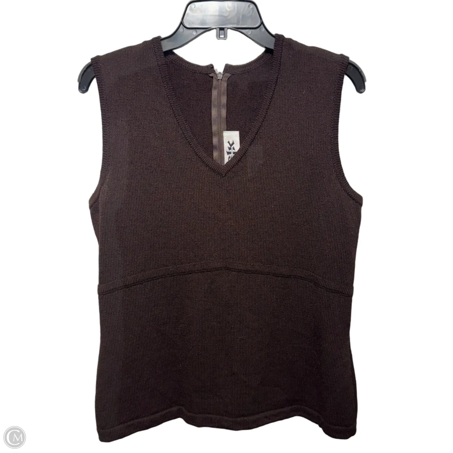 Vintage Knit Top Sleeveless Luxury Designer By St John Collection In Brown, Size: 10