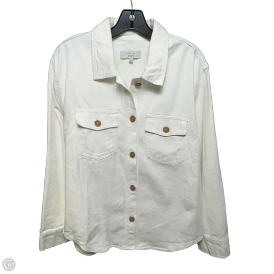 Jacket Shirt By Love Tree Denim In Cream, Size: L