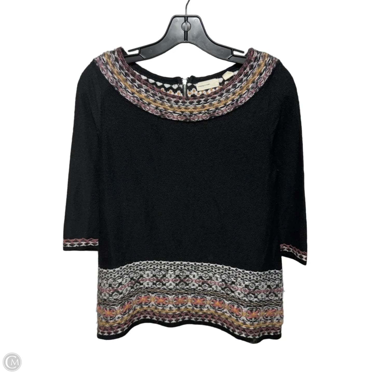 Antiquarian Boat Neck Wool Mohair Blend Pullover Sweater By Sleeping On Snow X Anthropologie In Black & Purple, Size: XS