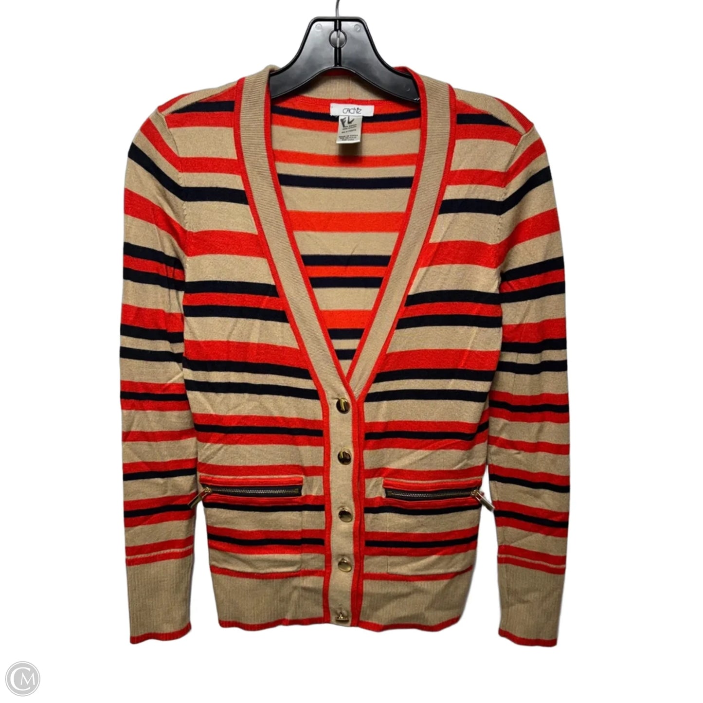 Sweater Cardigan By Cache In Striped Pattern, Size: XS
