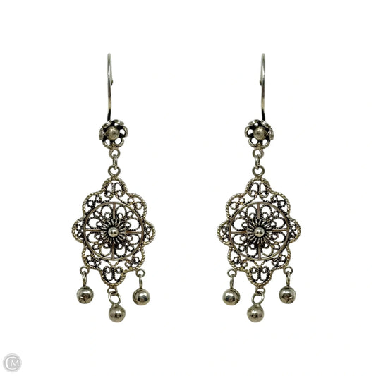 Open Work Sterling Silver Chandelier Dangle Earrings