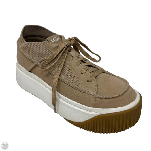 E-Z Duzzit Lace Platform Sneakers Designer By Ugg In Tan, Size: 9.5