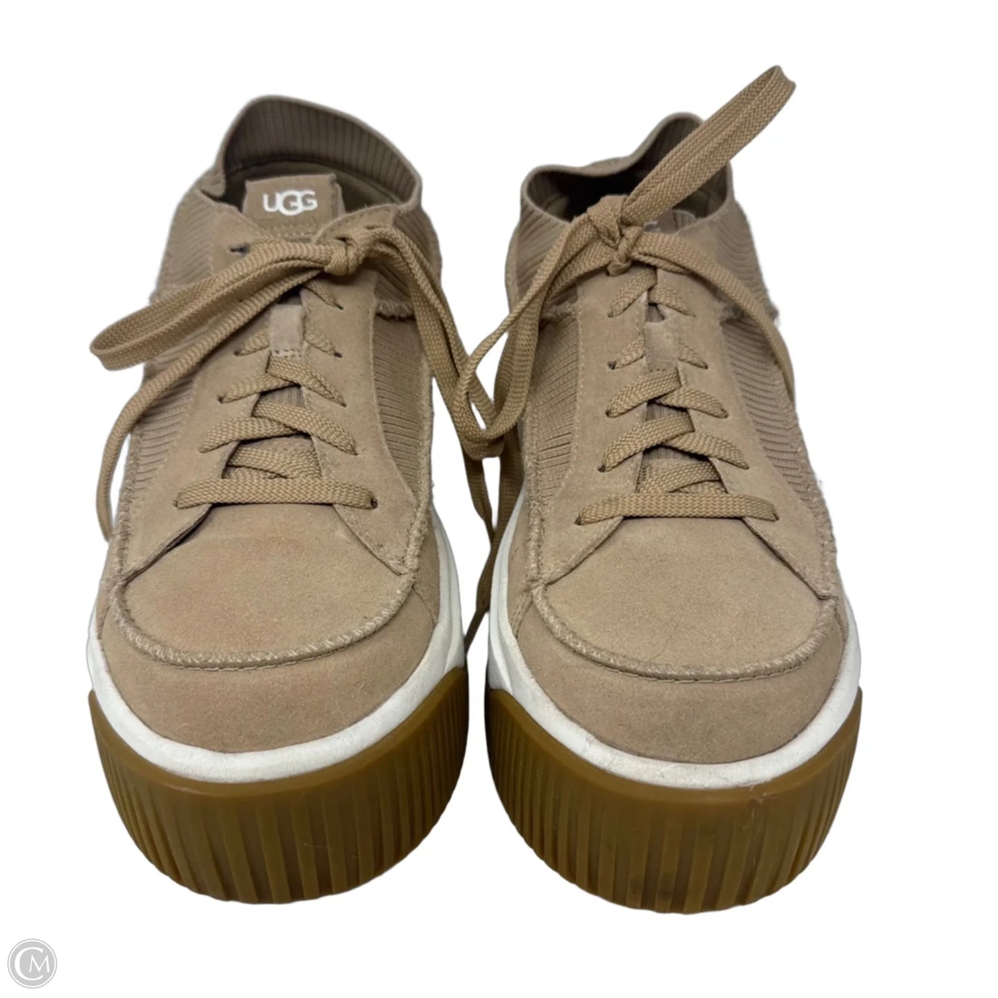 E-Z Duzzit Lace Platform Sneakers Designer By Ugg In Tan, Size: 9.5