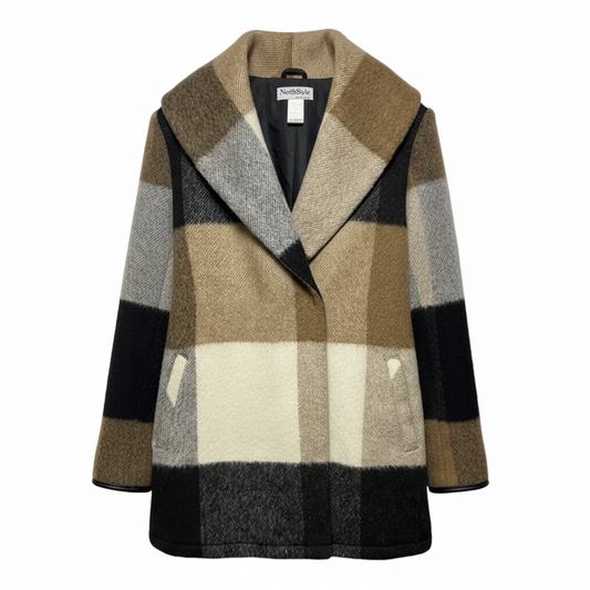 Coat By North Style In Checkered Pattern, Size: M