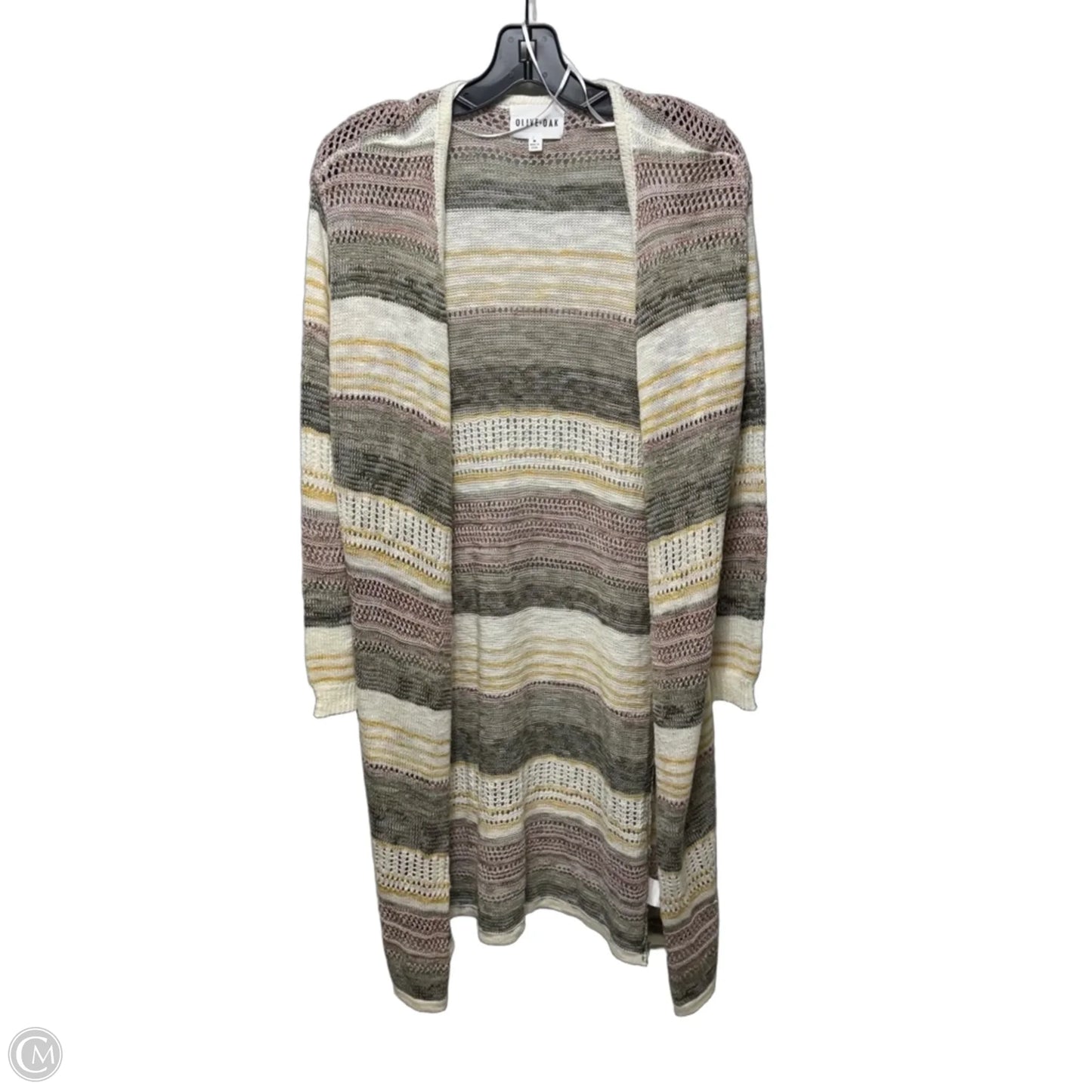 Sweater Cardigan By Olive And Oak In Striped Pattern, Size: M