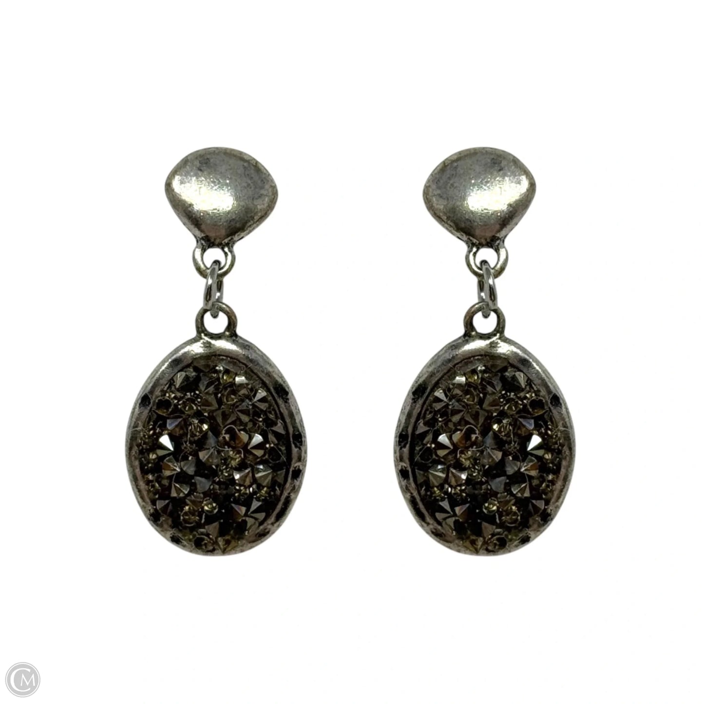 Silver & Brown Faux Druzy Dangle Earrings