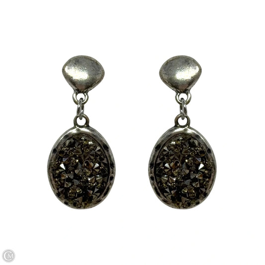 Silver & Brown Faux Druzy Dangle Earrings