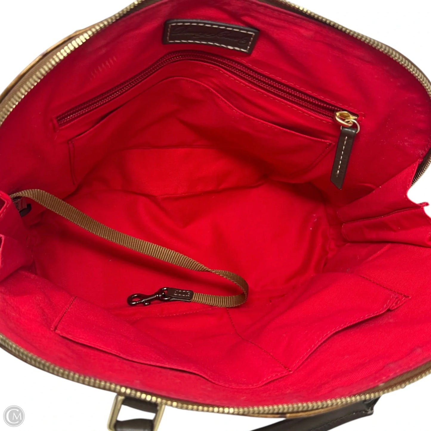 Zip Zip Ostrich Satchel Handbag Designer By Dooney And Bourke, Size: Medium