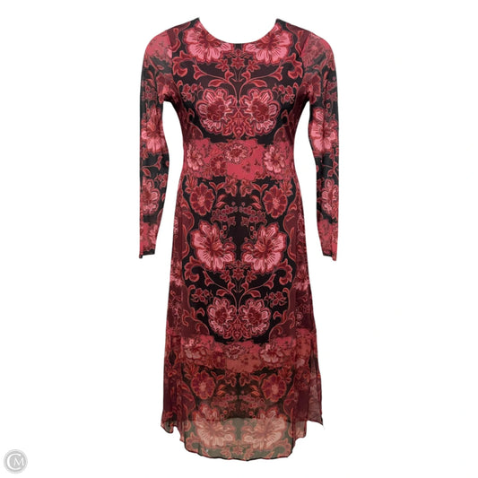 Tulus Mesh Long Sleeve Midi Dress Designer By Johnny Was In Floral Print, Size: M
