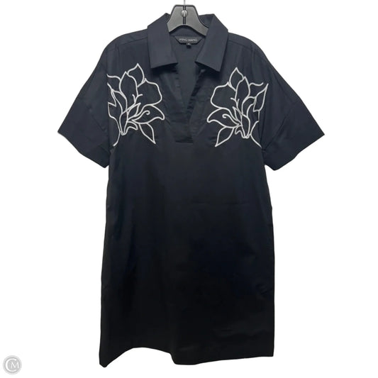 Embroidered Cotton Blend Shirtdress By Ming Wang In Black & White, Size: M