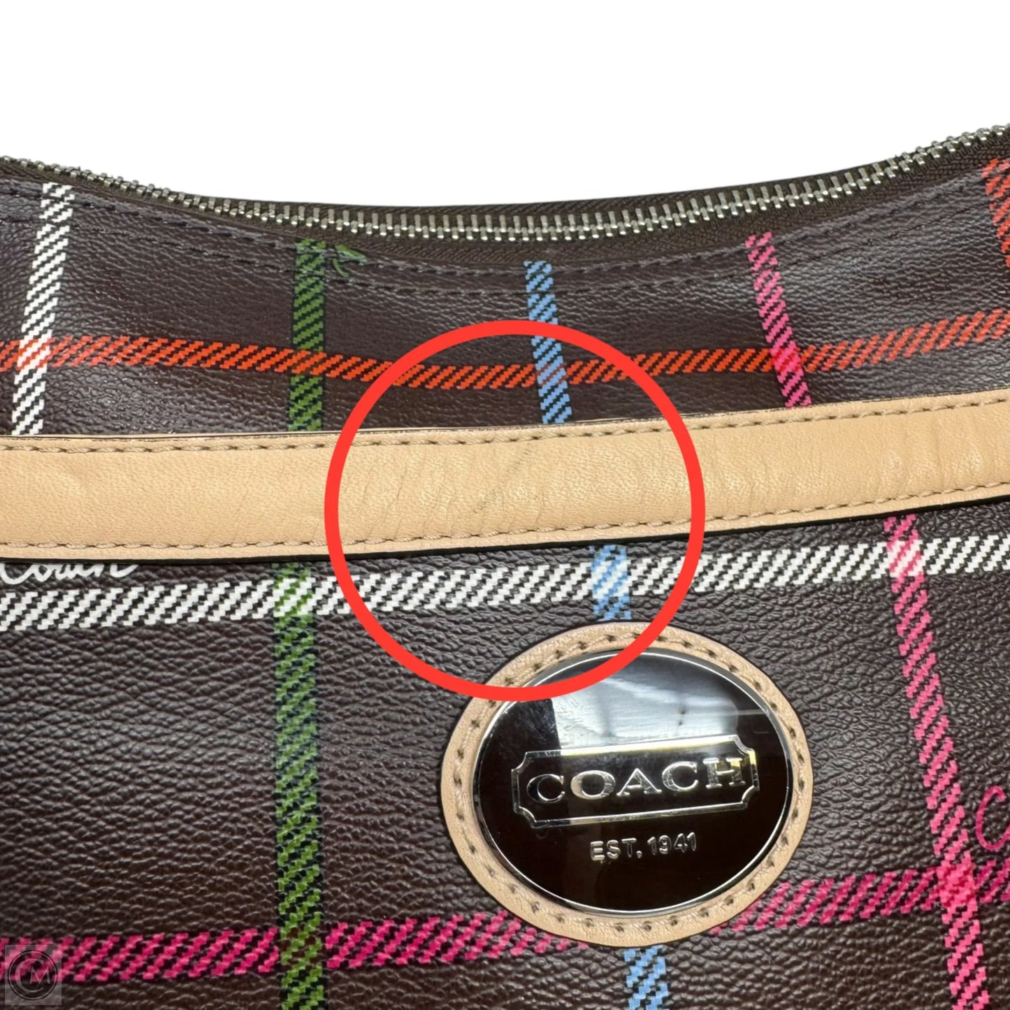 Peyton Tattersall Crossbody Designer By Coach, Size: Medium