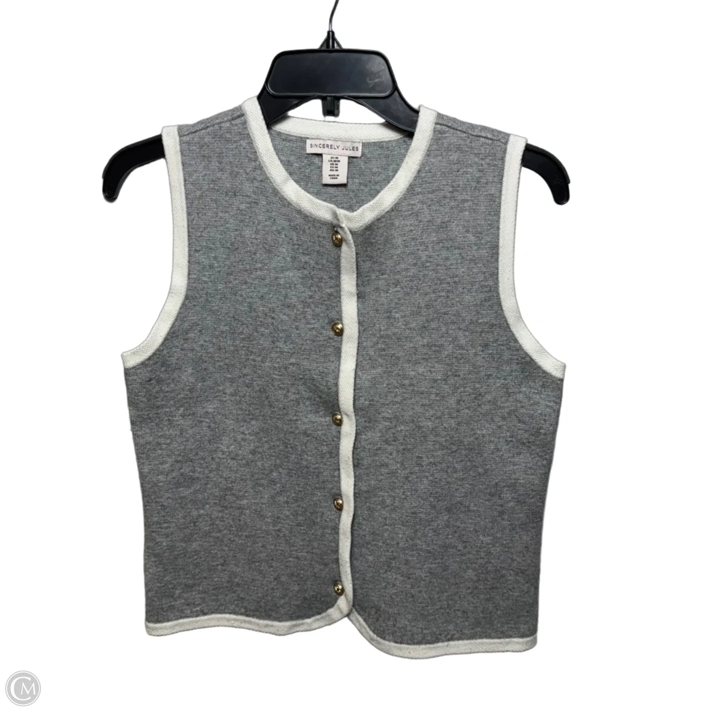 Vest Sweater By Sincerely Jules In Grey & White, Size: M