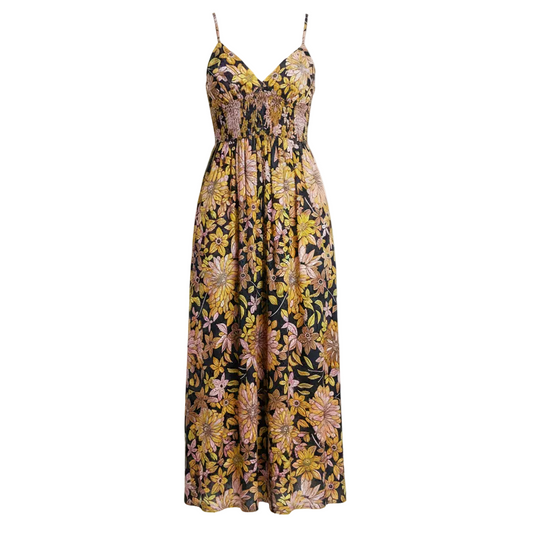 V Neck Smocked Waist Cotton Poplin Maxi Dress By J. Crew In Dusk Floral Print, Size: 12