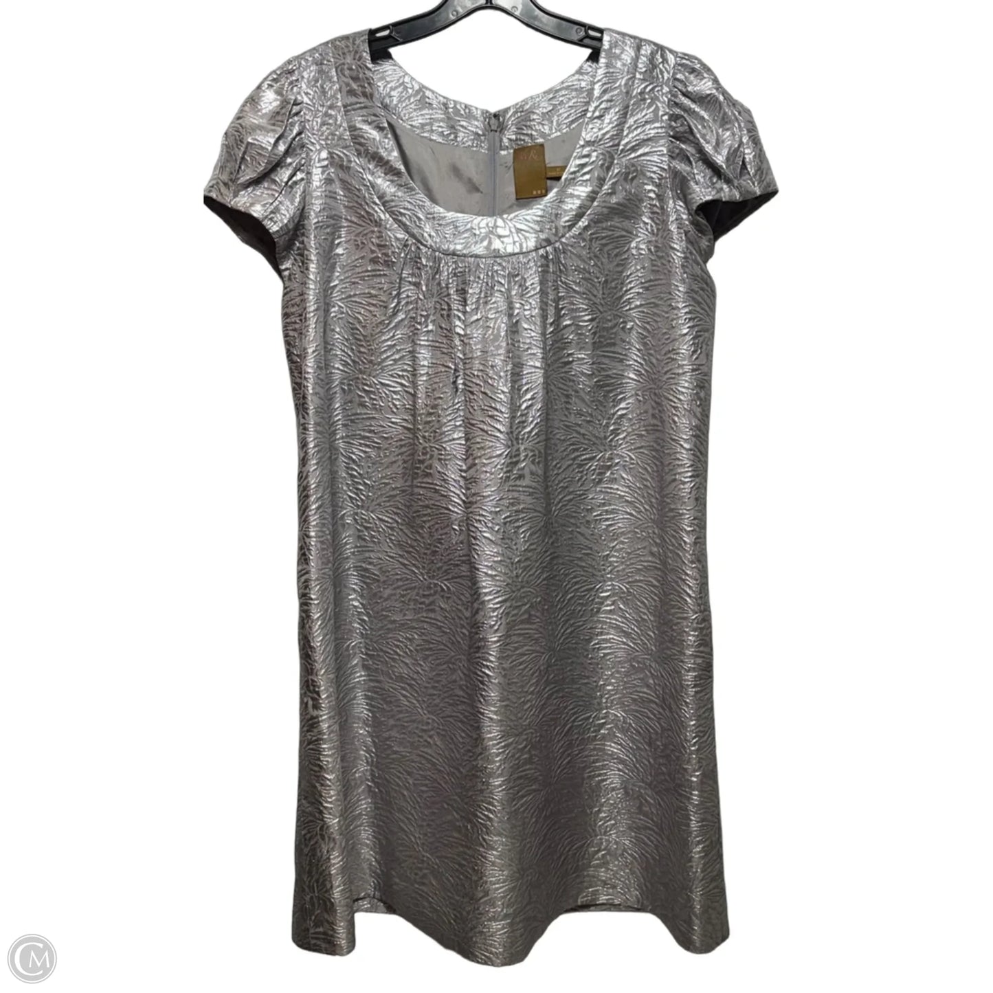 Metallic Jacquard Mini Dress By Ali Ro In Silver, Size: 12