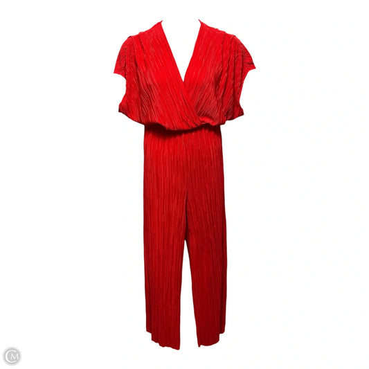 Pleated Metallic Jumpsuit By Porridge X Anthropologie In Red, Size: L