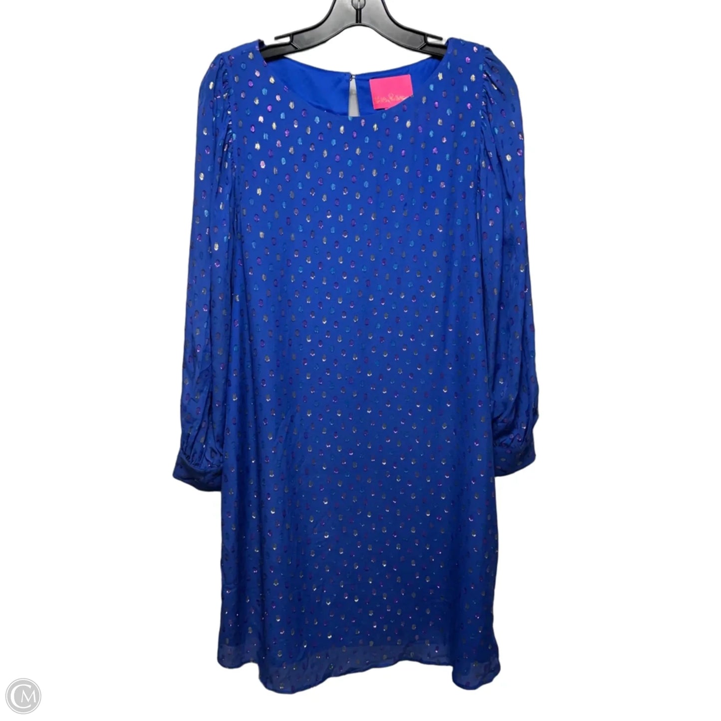 Maisel Silk Dress Dress Designer By Lilly Pulitzer In Iris Blue Moroccan Metallic Clip, Size: 12