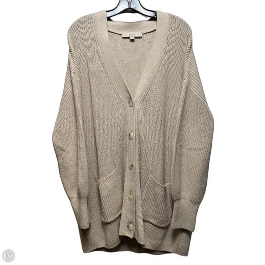 Sweater Cardigan By Loft In Beige, Size: Xl