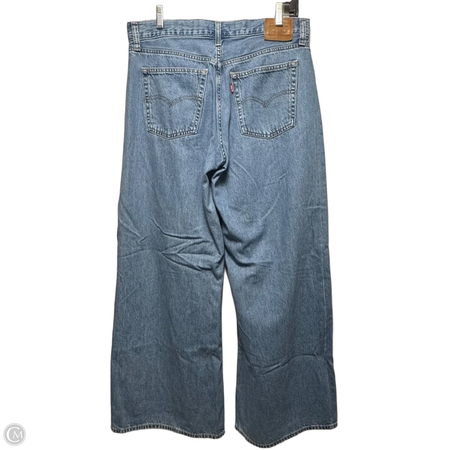 Baggy Pleated Dad Jeans Wide Leg By Levis In Blue Denim, Size: 10