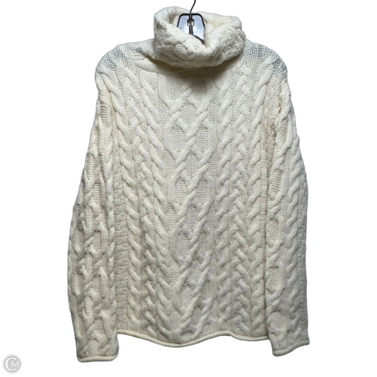 Aran Merino Wool Polo Neck Cable Sweater By Aran Sweater Market  In Cream, Size: XL