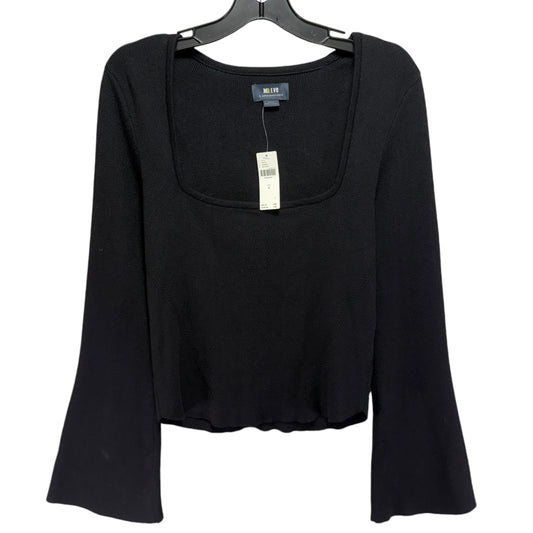 Square Neck Bell Sleeve Knit Top By Maeve In Black, Size: M