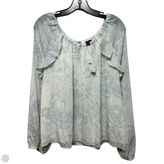 Top Long Sleeve By Ann Taylor In Blue & Cream, Size: Xl