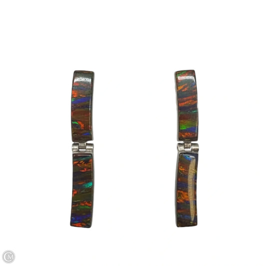 950 Sterling Silver & Fire Opal Hinger Bar Earrings