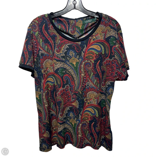 Top Short Sleeve By Lauren By Ralph Lauren In Paisley Print, Size: Xxl