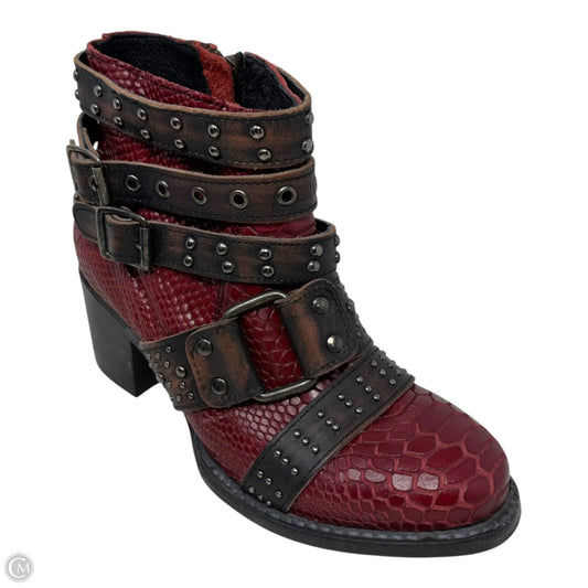 Slayer Boots Ankle Heels By Freebird In Red & Brown, Size: 7
