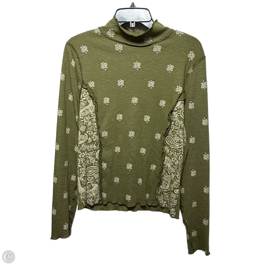 Top Long Sleeve By Pilcro In Green & White, Size: L