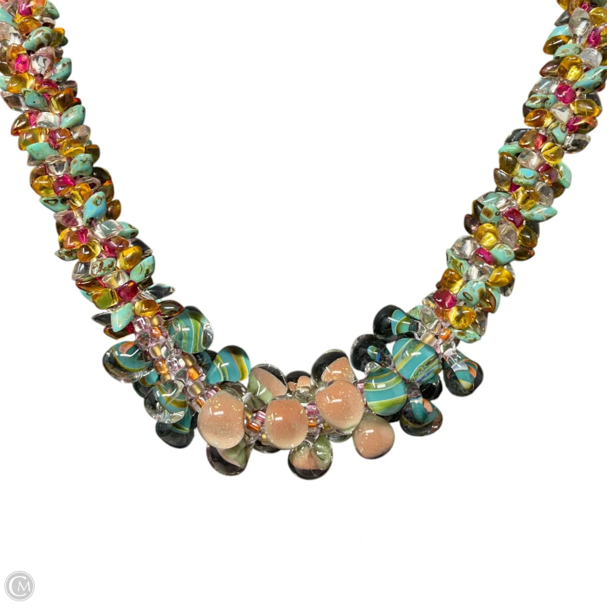 Glass Chip Beaded Statement Necklace