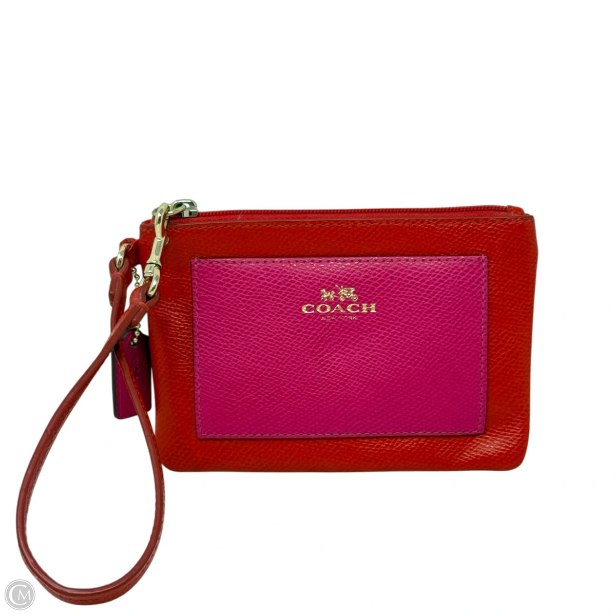 Crossgrain Wristlet In Cardinal/Pink Ruby Designer By Coach, Size: Medium