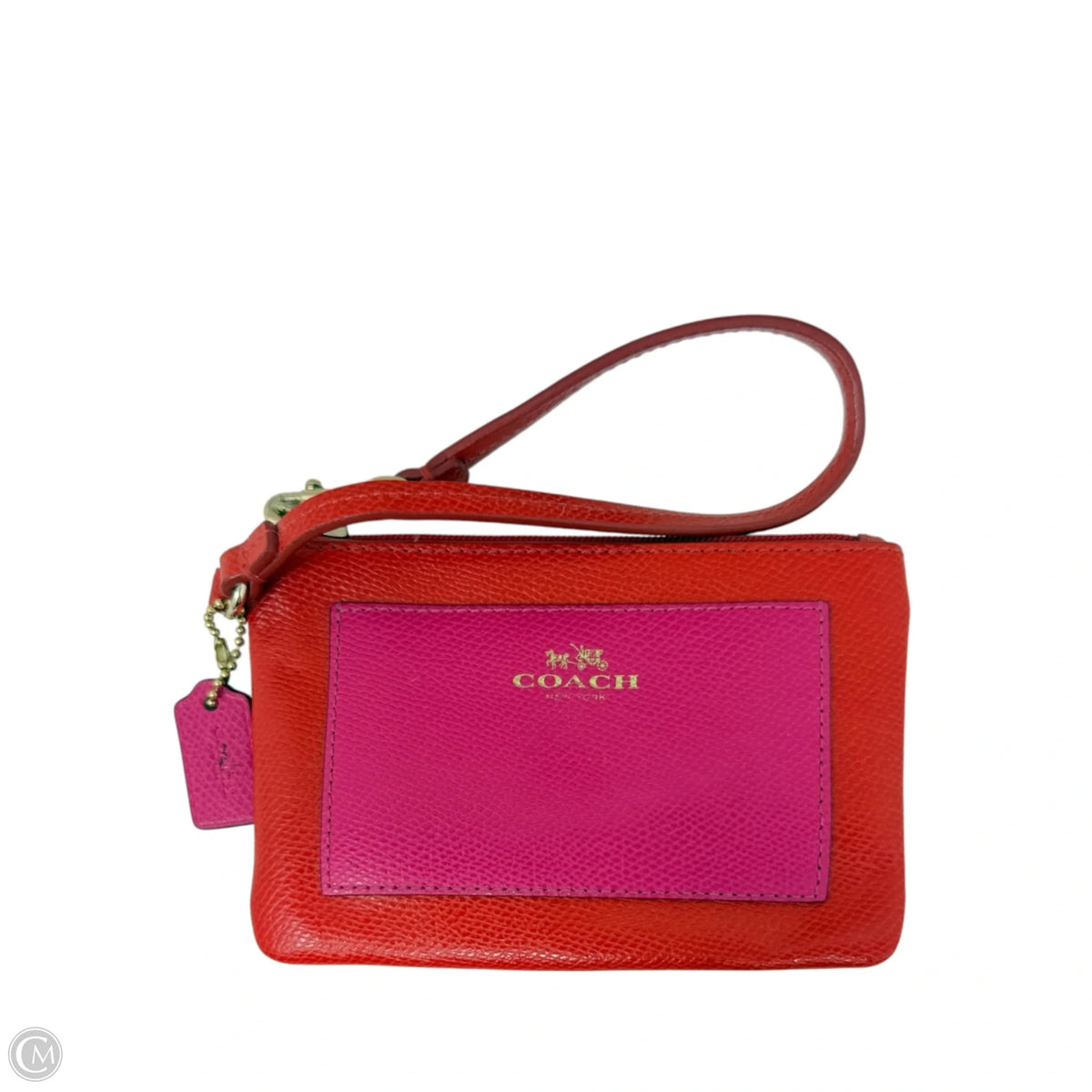 Crossgrain Wristlet In Cardinal/Pink Ruby Designer By Coach, Size: Medium