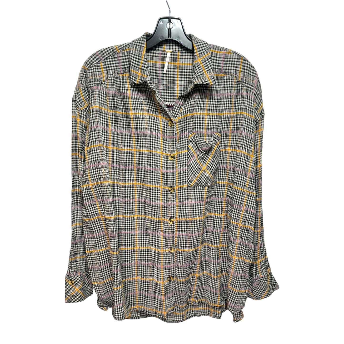 Break My Stride Button Up Shirt By Free People In Plaid Pattern, Size: S