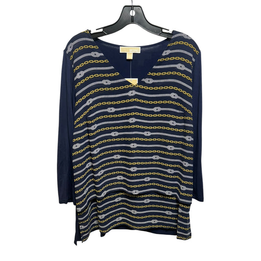 Top Long Sleeve By Michael By Michael Kors In Blue & Gold, Size: L