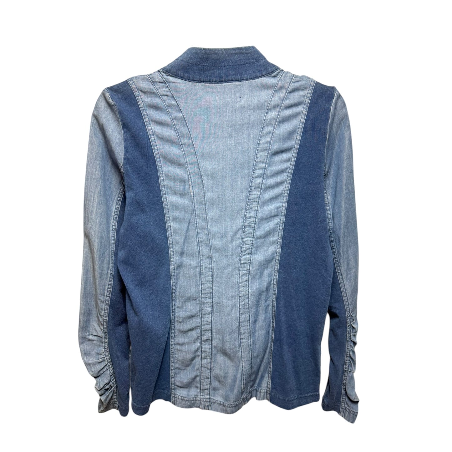 Gathered Jacket Shirt By Soft Surroundings In Blue Denim, Size: Xs