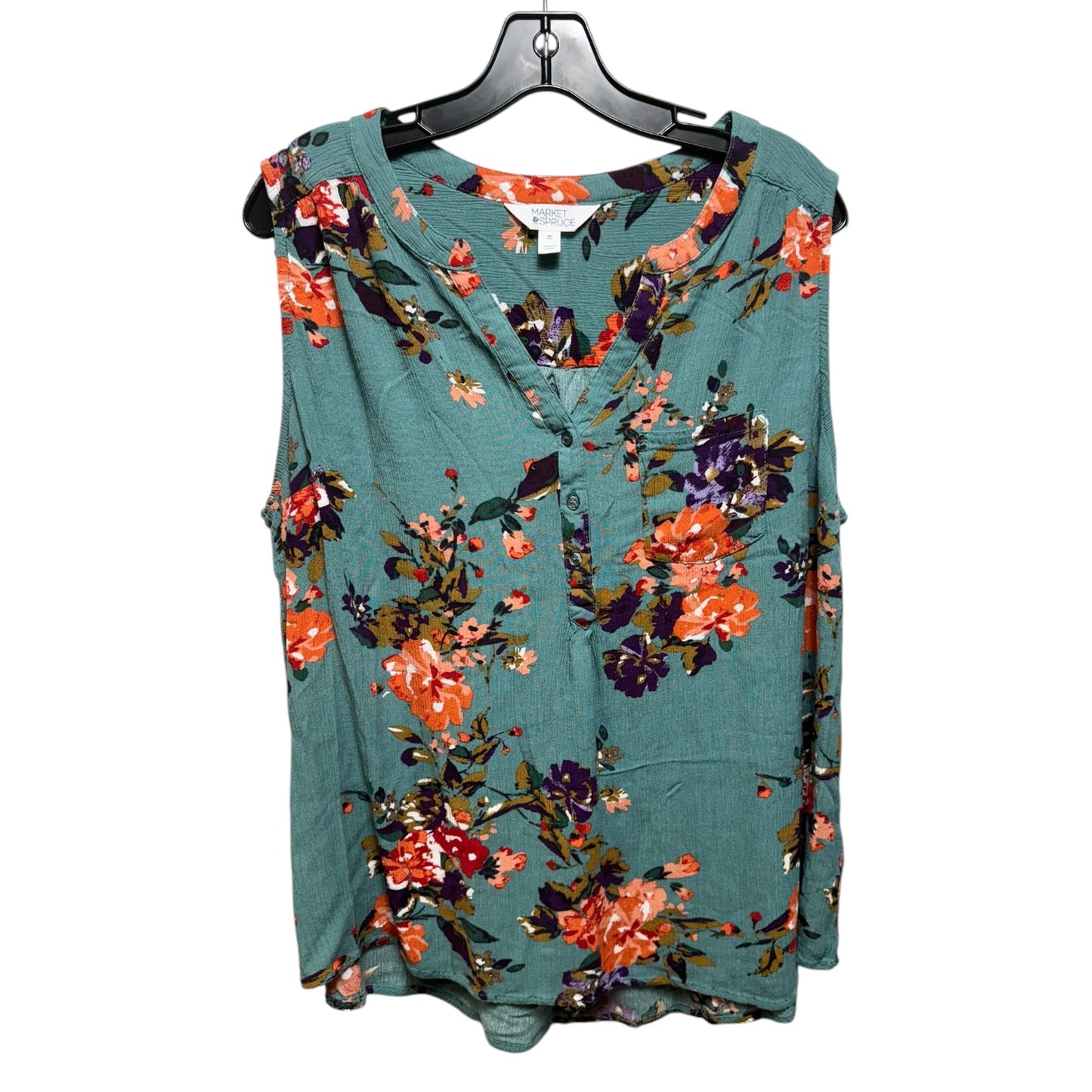 Top Sleeveless By Market & Spruce In Floral Print, Size: 2x