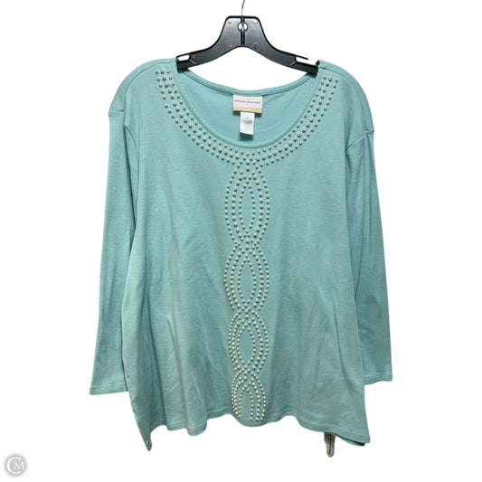 Pearl Embellished Top Long Sleeve By Alfred Dunner In Blue, Size: 3x