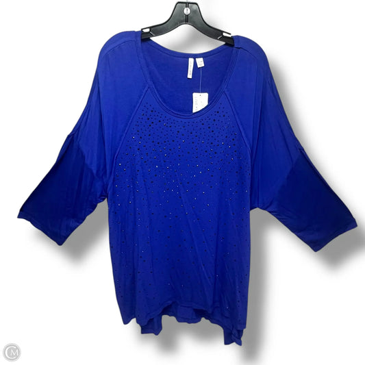 Top Long Sleeve By Life Style Fashions Inc In Blue, Size: 2x