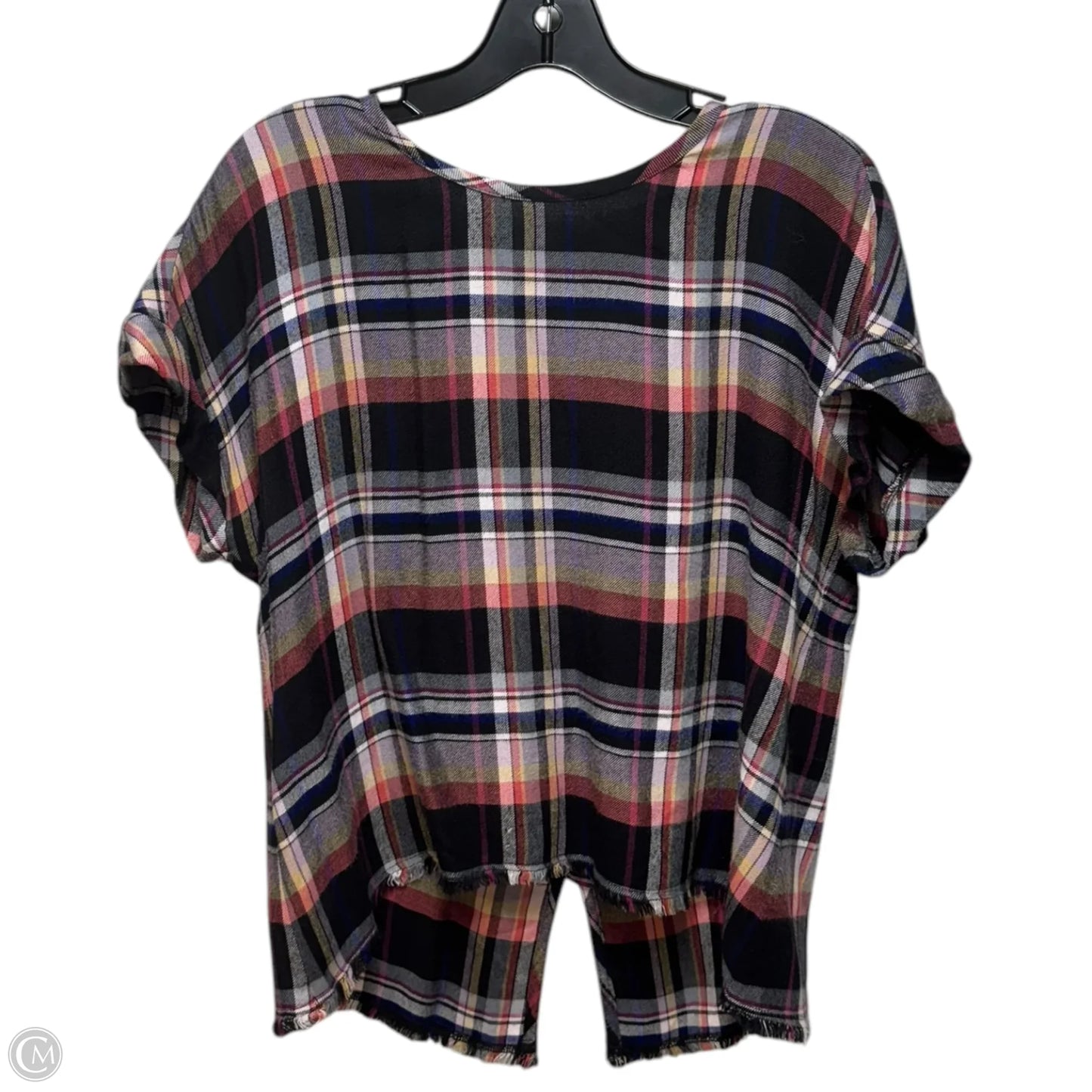 Top Short Sleeve By Cloth & Stone In Plaid Pattern, Size: S