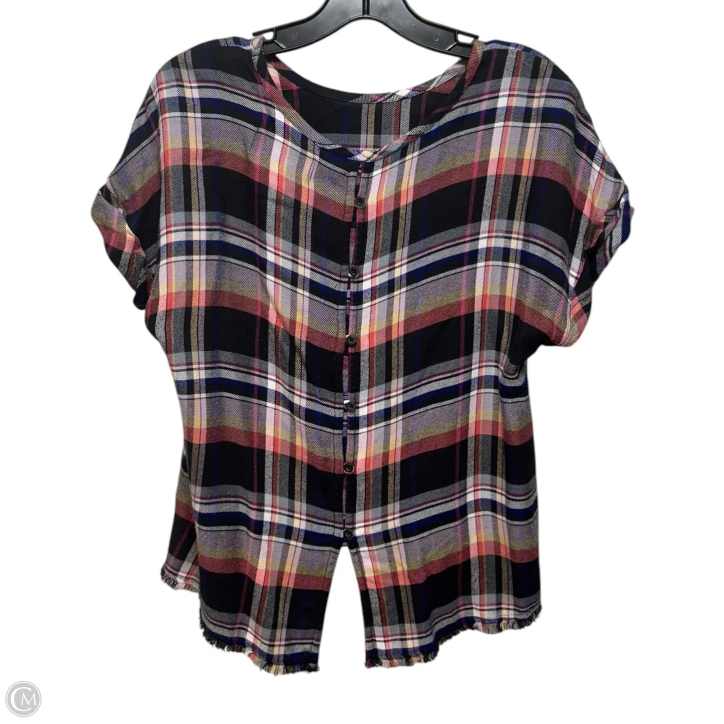 Top Short Sleeve By Cloth & Stone In Plaid Pattern, Size: S