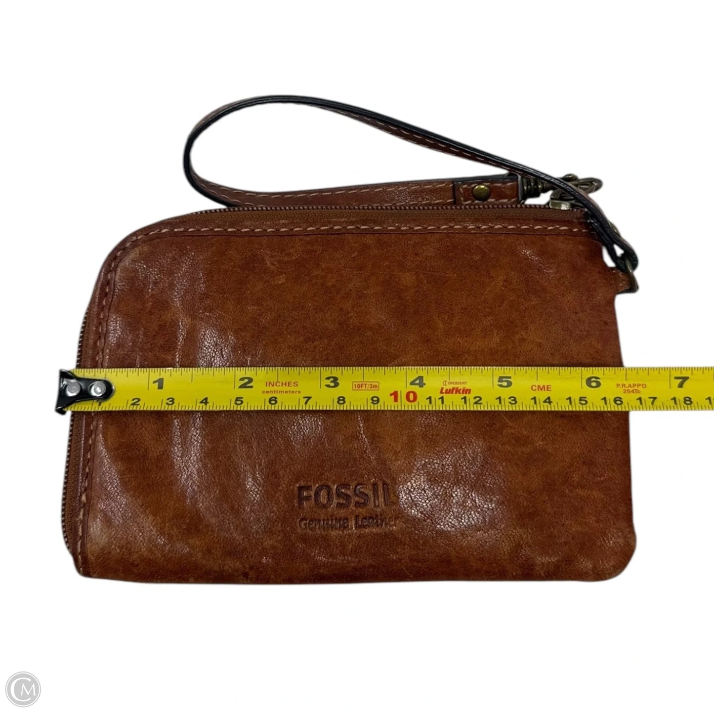 Tooled Leather Wristlet By Fossil, Size: Small