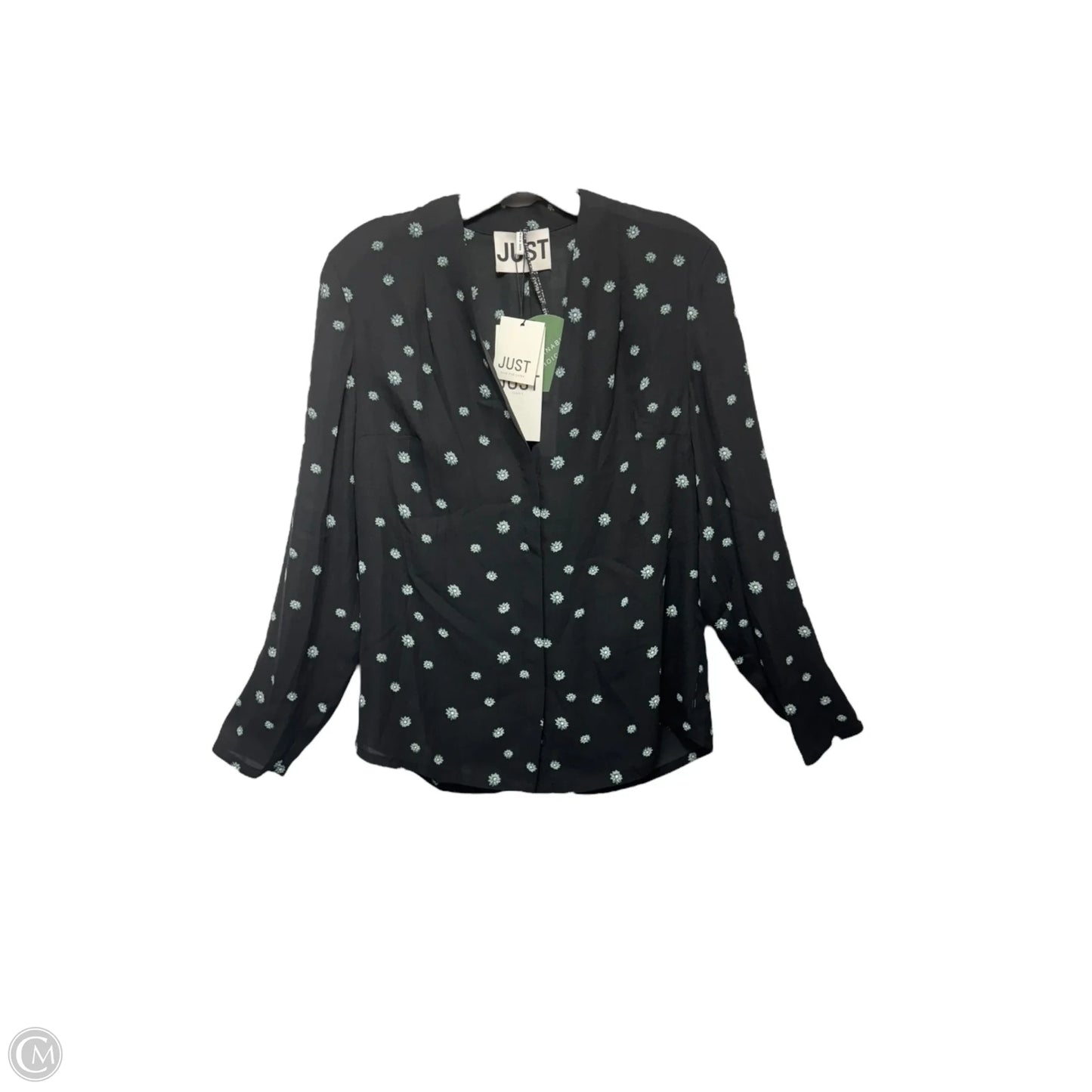 Top Long Sleeve By Just Female In Black & Blue, Size: Medium