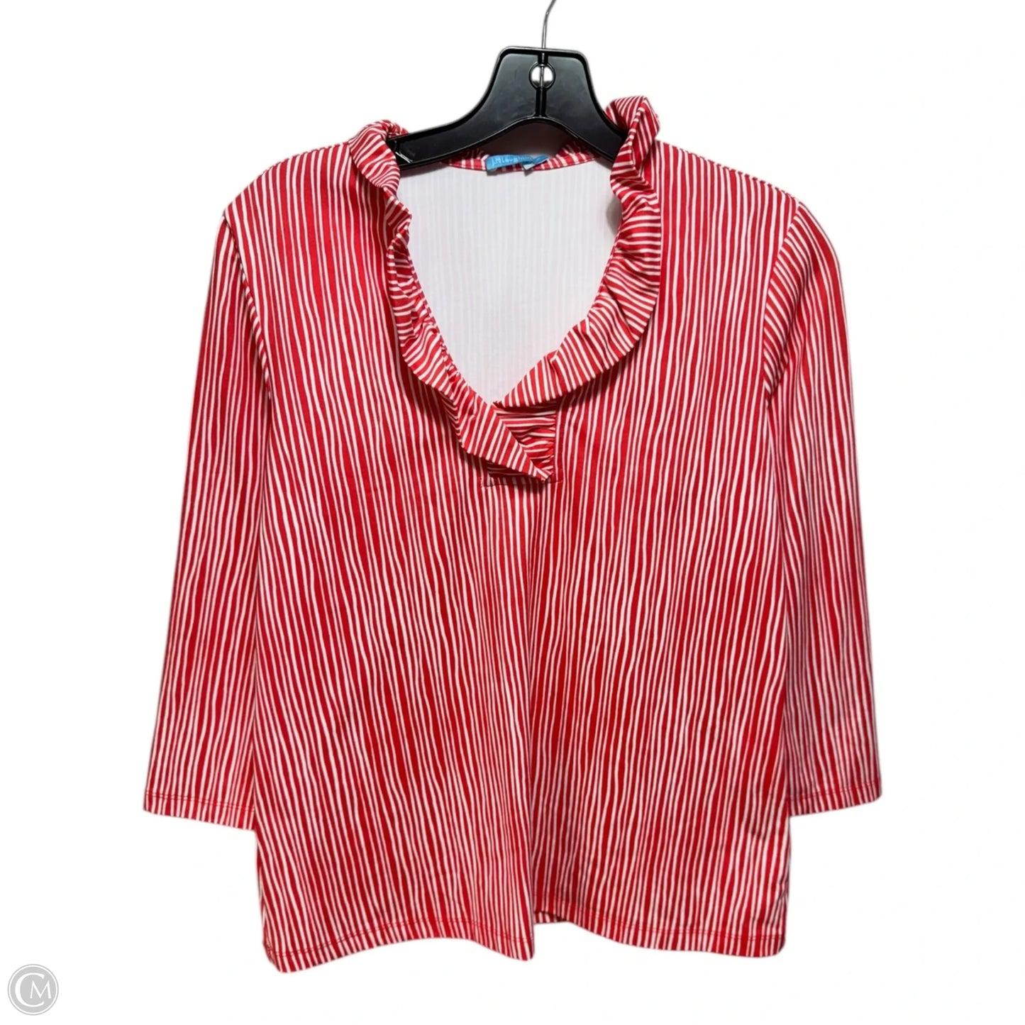 Top 3/4 Sleeve By J Mclaughlin In Orange & White, Size: M