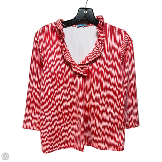 Top 3/4 Sleeve By J Mclaughlin In Orange & White, Size: M