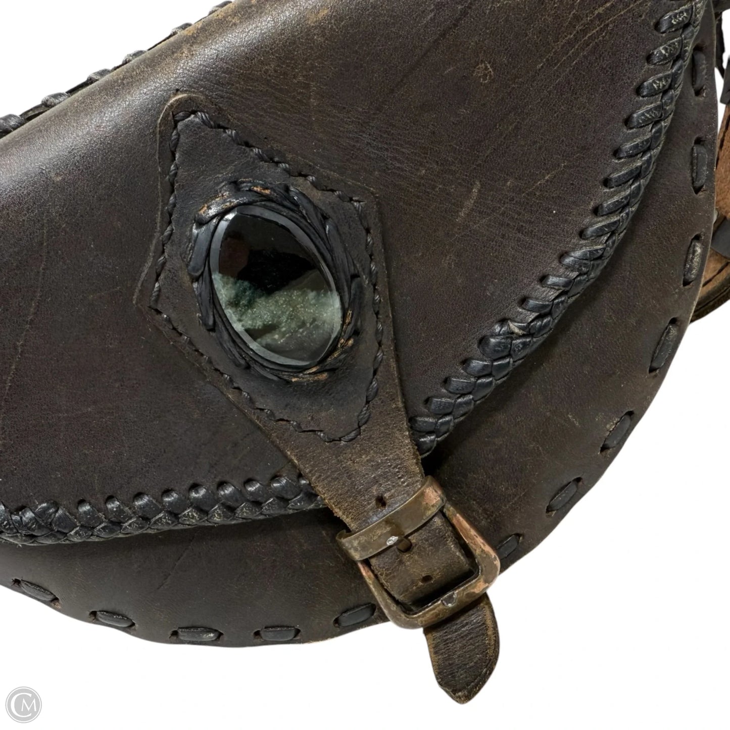 Distressed Leather Braided Hip Bag By Unbranded, Size: Small