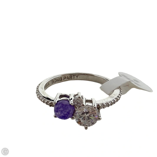 Amethyst & Clear Stone Statement Ring By Bomb Party, Size: 9