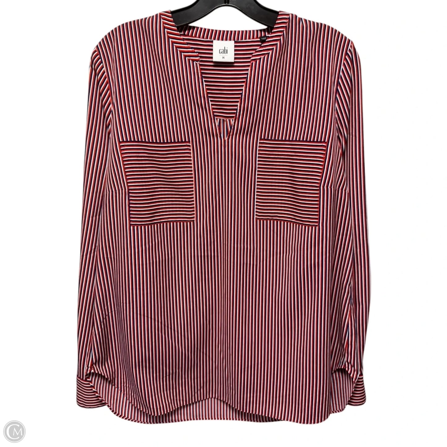 Top Long Sleeve By Cabi In Striped Pattern, Size: M
