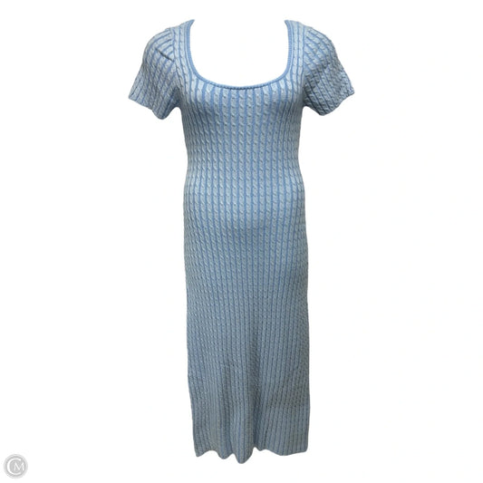 Cable Knit Sweater Dress By Lalavon In Blue, Size: L